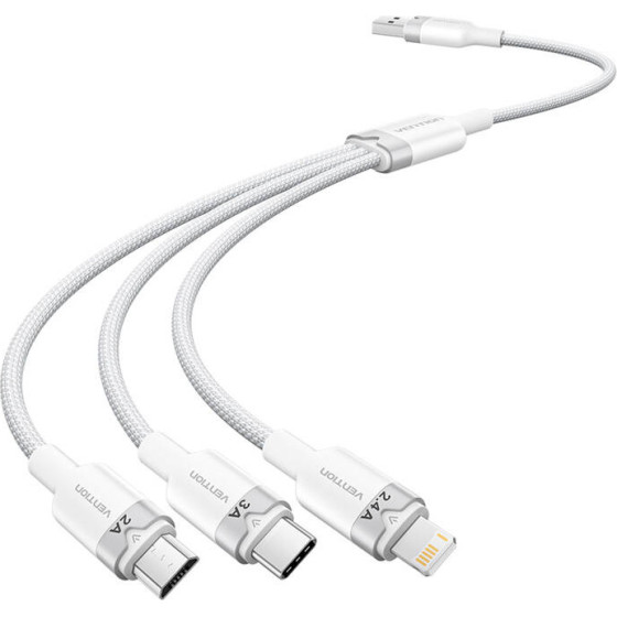 Vention ������� USB 2.0 A �� 3in1 3A 1.5M (�����) - (CTPWG)