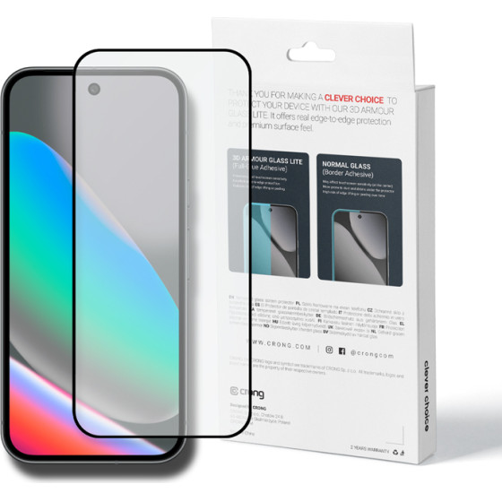 Crong 3D Armor Glass Lite - Full Glue Tempered Glass For Google Pixel 9 / 10 - (CRG3DAGLGPX10)