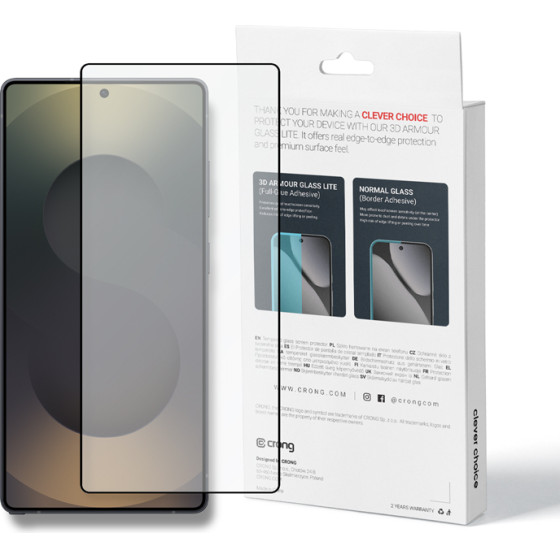 Crong 3D Armor Glass Lite - Full Glue Tempered Glass For Samsung Galaxy S25 Ultra - (CRG3DAGLSGS25U)