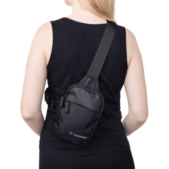 Wozinsky Unisex Mini Shoulder Bag Waterproof Dual-Compartment For Phone - Black - (WMS-W1)