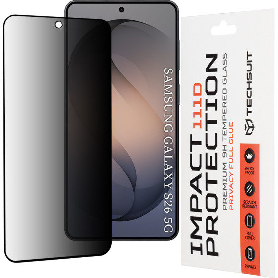 Techsuit - 111D Privacy Full Glue - Samsung Galaxy S26 - Black