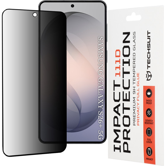 Techsuit - 111D Privacy Full Glue - Samsung Galaxy S26 Plus - Black