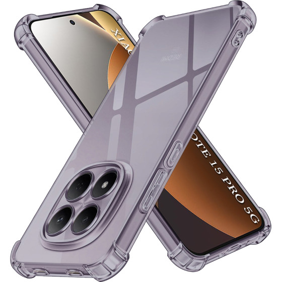 Techsuit - Shockproof Clear Silicone - Xiaomi Redmi Note 15 Pro 5G - Smoke Black