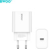 BWOO Wall Charger CDA233 Pd 20W 1x USB-C With USB-C - Lightning Cable white