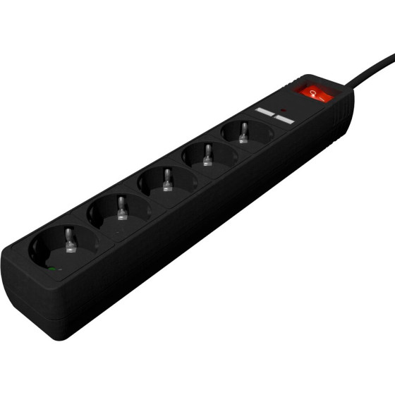 Gembird Power Strip With Usb charger, 5 sockets, 1.5 m, 2x USB, Black - (SPG5-U2-5-02)