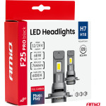AMiO - ��������� Led F25 Pro Black Edition H7 68W 12-24V Full Can Bus �� ����������� 7646lm �� ����� ����� 6000K ��� ��������� ���������� & ������� - ��� 2 ���. (04720/AM) - (04720)