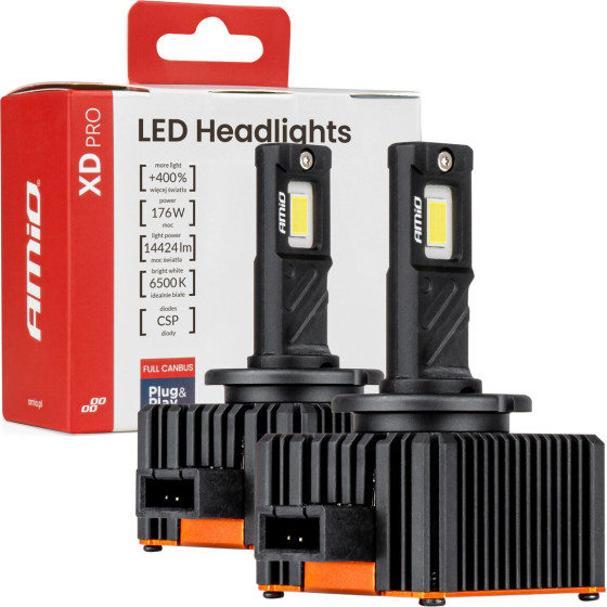 AMiO - ��������� Led ����� ������ ����� D8S ���� PK32d-1 ���� ����������� 12V �������� 176W (14424lm) Xd Pro Series Full Canbus 6500K �� ������ Plug & Play ��� ��������� ���������� - 2 ���. (04684/AM) - (04684)