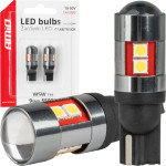 AMiO - ������ Led Can Bus T10 W5W (W2.1x9.5d) Universal ��� ��������� ���������� & ������� �� ���� 12V-48V & 9xSmd 3030 �� ����� �������� 5500K Chrome/Black - ��� 2 ���. (04244/AM) - (04244)