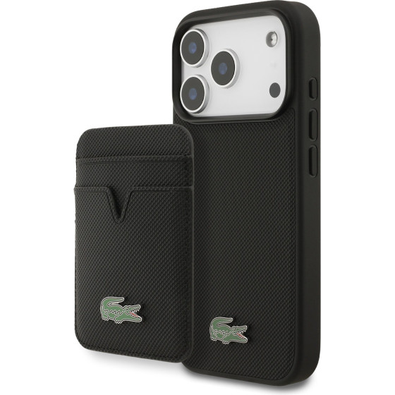 LACOSTE Iconic Petit Pique Magsafe Case + Wallet For Iphone 17 Pro Black - (LCHMBWP17LPLAK)