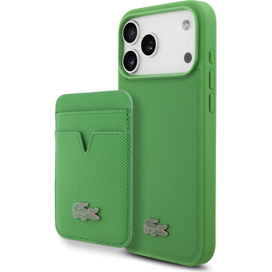 LACOSTE Iconic Petit Pique Magsafe Case + Wallet For Iphone 17 Pro Max Green - (LCHMBWP17XPLAN)
