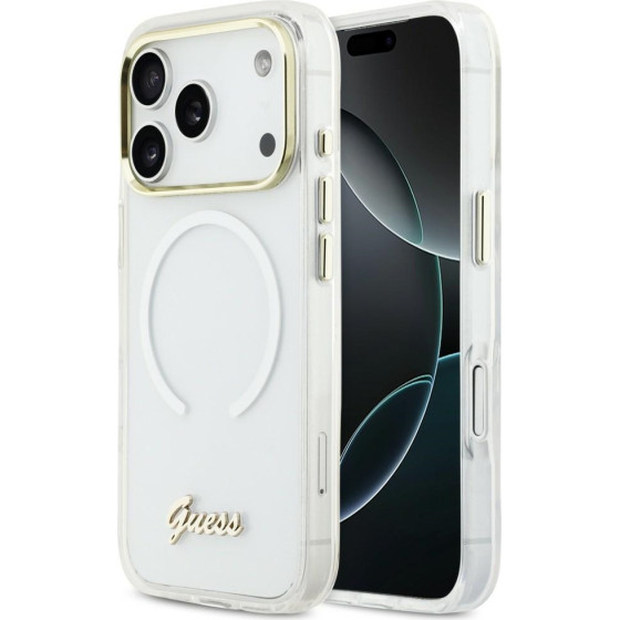 Guess Etui Iml Gradient Script Metal Magsafe Do Iphone 17 Pro Bialy - (GUHMP17L5HTGMCSH)