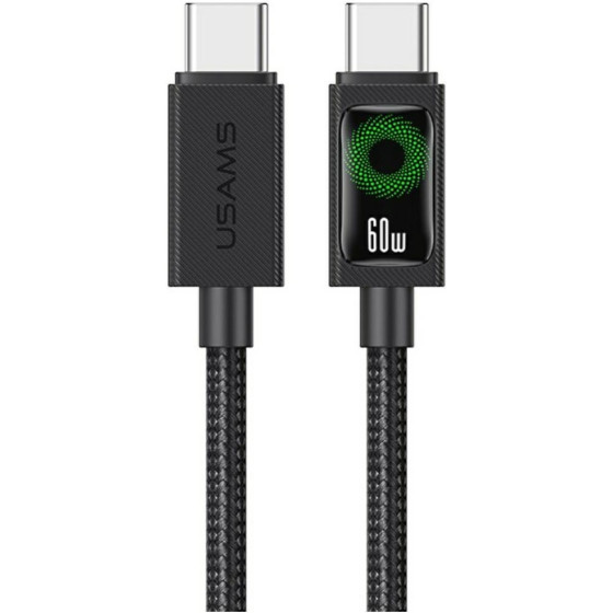 Usams Cable U92 60W USB-C To USB-C 1.2m Black - (SJ773USB01)