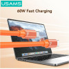 Usams Cable U97 60W USB-C To USB-C Handstrap 30cm Orange - (SJ784USB02)