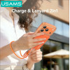 Usams Cable U97 60W USB-C To USB-C Handstrap 30cm Orange - (SJ784USB02)