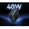 Usams Wall Charger T70 40W 2xUSB-A/2xUSB-C Black - (CC330TC01)