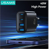 Usams Wall Charger T70 40W 2xUSB-A/2xUSB-C Black - (CC330TC01)