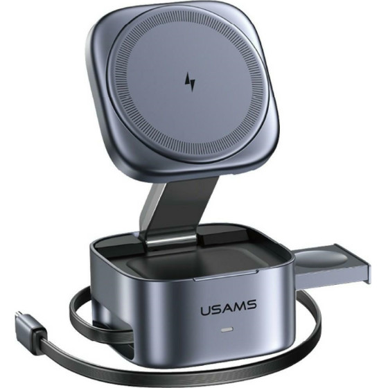 Usams Wireless Charger 3in1 CD257 Qi2 Tarnish - (CD257WXC01)