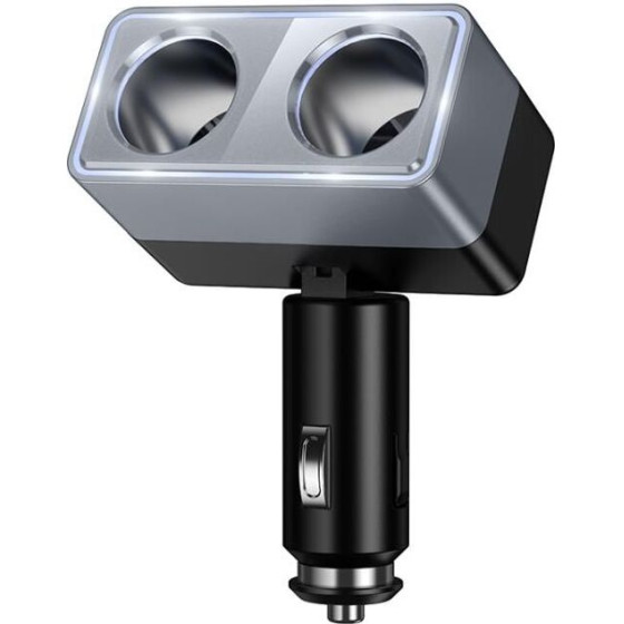 Hoco Smart Dual Cigarette Lighter Car Charger 2 Lighter Ports Max 240W/24V Z65 black