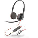 HP - Inc Poly Blackwire 3225 Stereo USB-C Headset +3.5mm Plug +USB-C/A Adapter - (8X229AA)