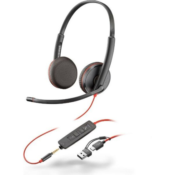 HP - Inc Poly Blackwire 3225 Stereo USB-C Headset +3.5mm Plug +USB-C/A Adapter - (8X229AA)