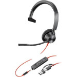 HP - Inc Poly Blackwire 3315 Monaural Microsoft Teams Certified USB-C Headset + 3.5mm Plug +USB-C/A Adapter - (8X218AA)