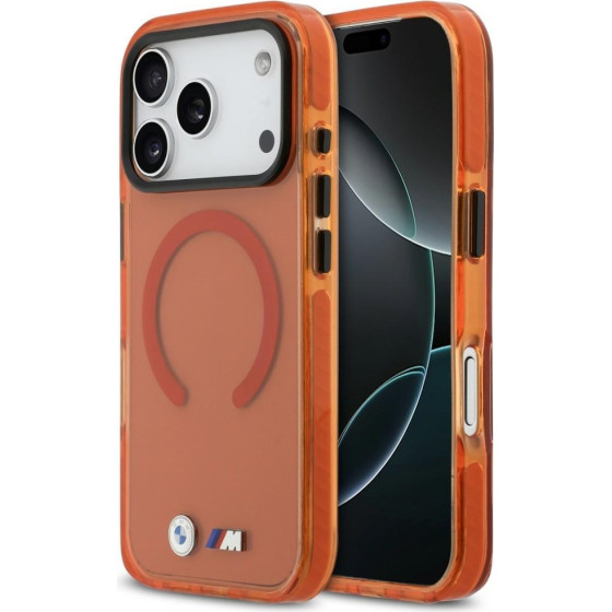 BMW case M Iml Shockproof Metal Logos Magsafe Do Iphone 17 Pro orange - (BMHMP17L25HSMLKO)