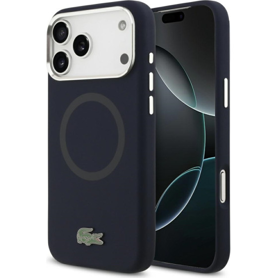 LACOSTE Case Silicone Metal Logo Magsafe For Iphone 17 Pro Max Navy Blue - (LCHMP17XSLAV)