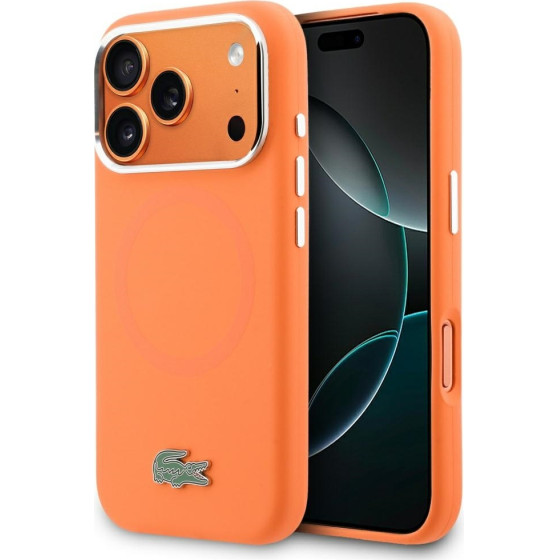 LACOSTE Hc Silicone Metal Logo Magsafe Case For Iphone 17 Pro Max Orange - (LCHMP17XSLAO)