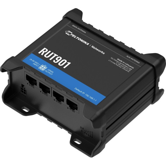 Industrial 4G Lte Router | Cat.4, WiFi, Dual Sim, 1x WAN, 3X LAN, Din - (TELTONIKA RUT901)