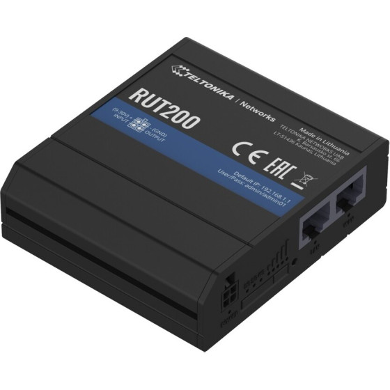Industrial Lte Router | 4G/Lte Cat.4, 2x Lan 100Mb/s Wifi 2,4GHz, Rms - (TELTONIKA RUT200)