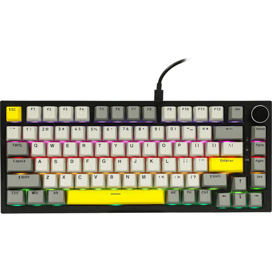 Ajazz Gaming Mechanical Keyboard AK820 - Moon Switches [Linear] (English US), Black, Gray, Rgb - (AJ-AK820-MS-GWY)