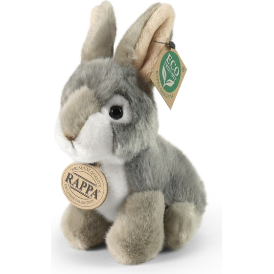 Rappa - Plush Realistic Mascot Gray Rabbit Sitting 16 Cm Eco-Friendly - (252080)