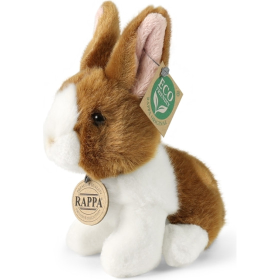 Rappa - Plush Realistic Mascot Rabbit White And Brown Sitting 16 Cm Eco-Friendly - (252042)