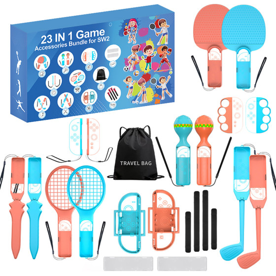 Hurtel Nintendo Switch 23-in-1 Family Accessory Pack 2 - Orange And Blue Set - (NS2-23)