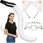 Ruhhy 3-piece cat/fox costume, white, 26584 - (18629-0)