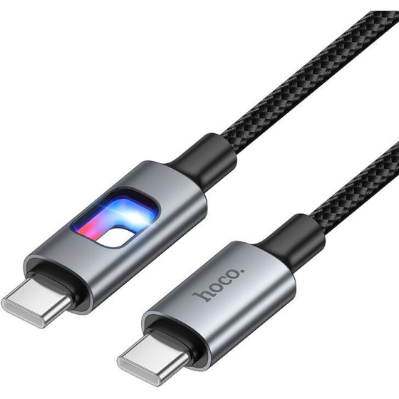 Hoco LED Cable USB C to USB C 3A 60W 1,2 m U144 black