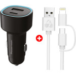 Powertech ��������� ����������� �� ������� Mfi Usb �� Micro USB/Lightning Usb & USB-C, 85W, �����/����� - (BNDL-0207)