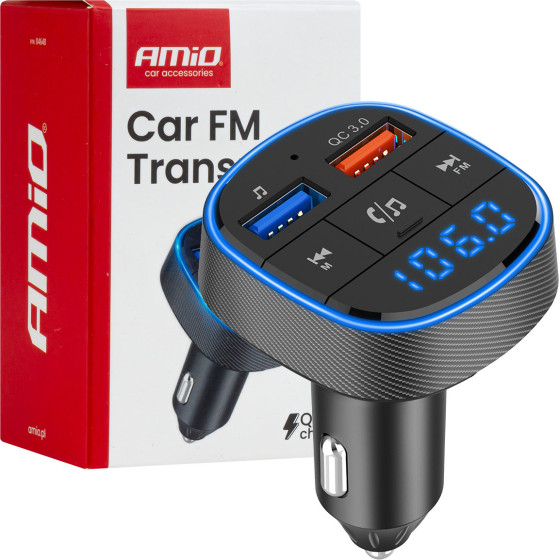 Amio - FM Transmitter �������� ����� FMT01 ���� ����������� ��� ��������� ���������� ��� ������� �� 2xUSB Type-A ��� ��������� ���������� ��� ������� - 1 ���. (04648/AM) - (04648)