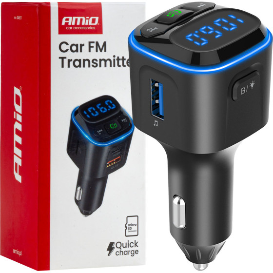 Amio - FM Transmitter ����������� 12/24V �� 1xUSB Type-A ��� 2xUSB Type-C - 1 ���. (04651/AM) - (04651)