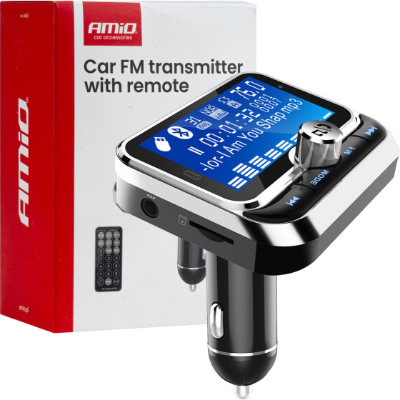 Amio - FM Transmitter ����������� 12/24V �� 1xUSB Type-A, 1xUSB Type-C ��� ��������������� - 1 ���. (04657/AM) - (04657)