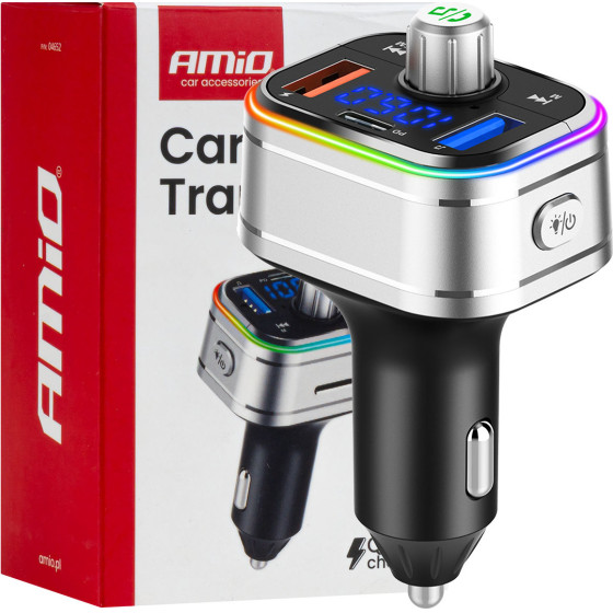 Amio - FM Transmitter ����������� 12/24V �� 1xUSB Type-C ��� ������� microSD - 1 ���. (04652/AM) - (04652)