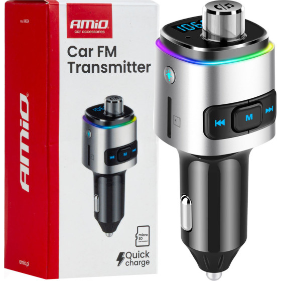 Amio - FM Transmitter ����������� 12/24V �� 2xUSB Type-A ��� ������� microSD - 1 ���. (04654/AM) - (04654)