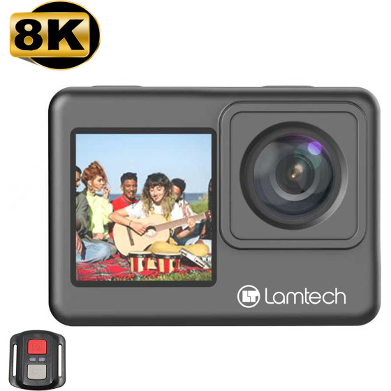 Lamtech 8K Eis Dual Screen Wifi Action Camera With Remote Control Black - (LAM981067)