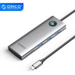 Orico Docking Station Type-C - HDMI x 1, VGA x 1, USB3.0 x 3, USB-C PD100W x 1, LAN x 1 (1Gbps), SD/TF - (PW11-9P-GY-EP)