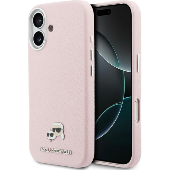 Karl Lagerfeld Case Karl & Choupette Head Pins Saffiano MagSafe for iPhone 17 pink - (KLHMP17S6PFKCLP)