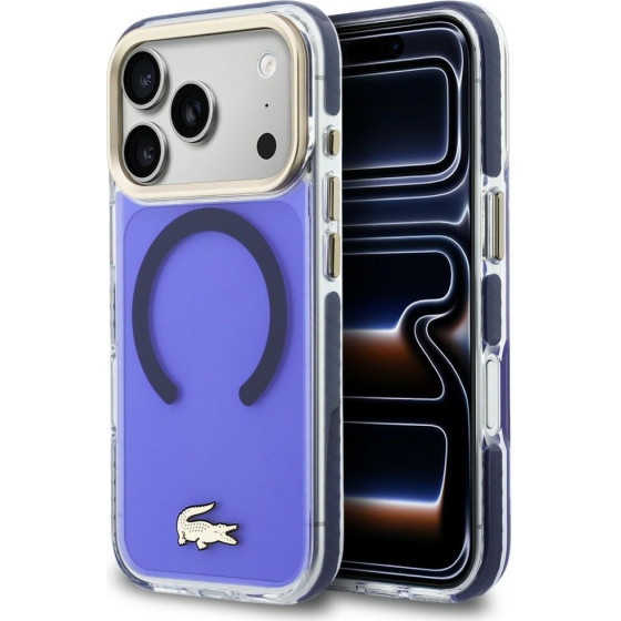 Lacoste Case Shockproof Transparent Frosted Gold Logo MagSafe for iPhone 17 Pro Max marine - (LCHMP17XUFWAV)