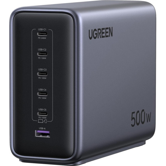 Ugreen Desktop Charger Nexode X759, 500W, 5A, 1 x USB-A - 5 x USB-C, Grey