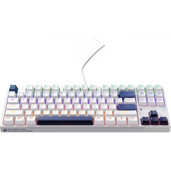 Machenike K500B-B87 Wired Mechanical Gaming Keyboard With Backlight, Red Switch - White - (K500B-B87 Wired Red Switch Mixed Light B)