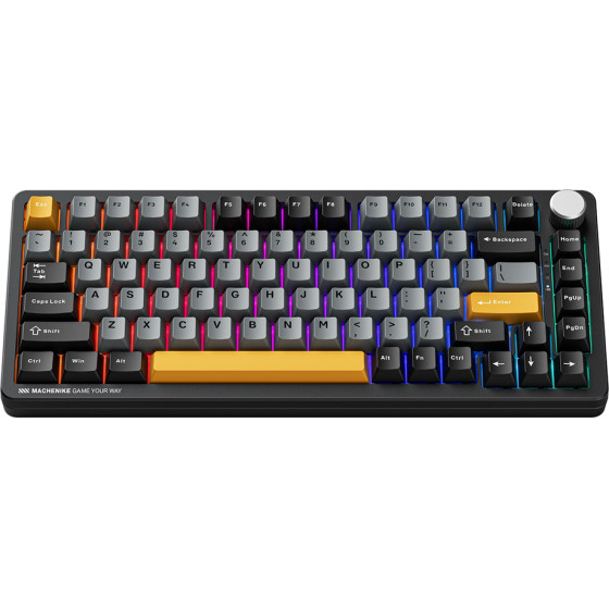 Machenike K600-B82W Wireless Mechanical Backlit Gaming Keyboard Gr Silver Switch - Black - (K600-B82W Tri-Mode Rgb Gr Silver Switch Black)