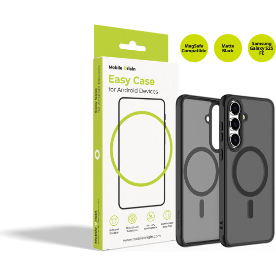 Mobile Origin Easy Case, MagSafe, Matte Black - Samsung Galaxy S25 Fe - (MO-HYMBL-GS25FE)